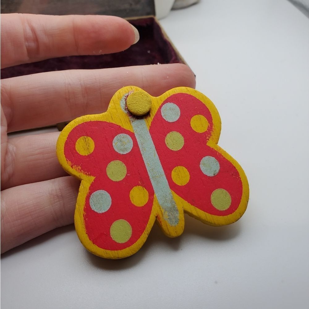 Wooden cottagecore handpainted butterfly necklace pendant